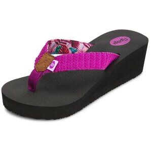 Floopi Womens Size 9 Thong Flip Flop Wedge Sandals Comfort Yoga Mat Footbed NEW